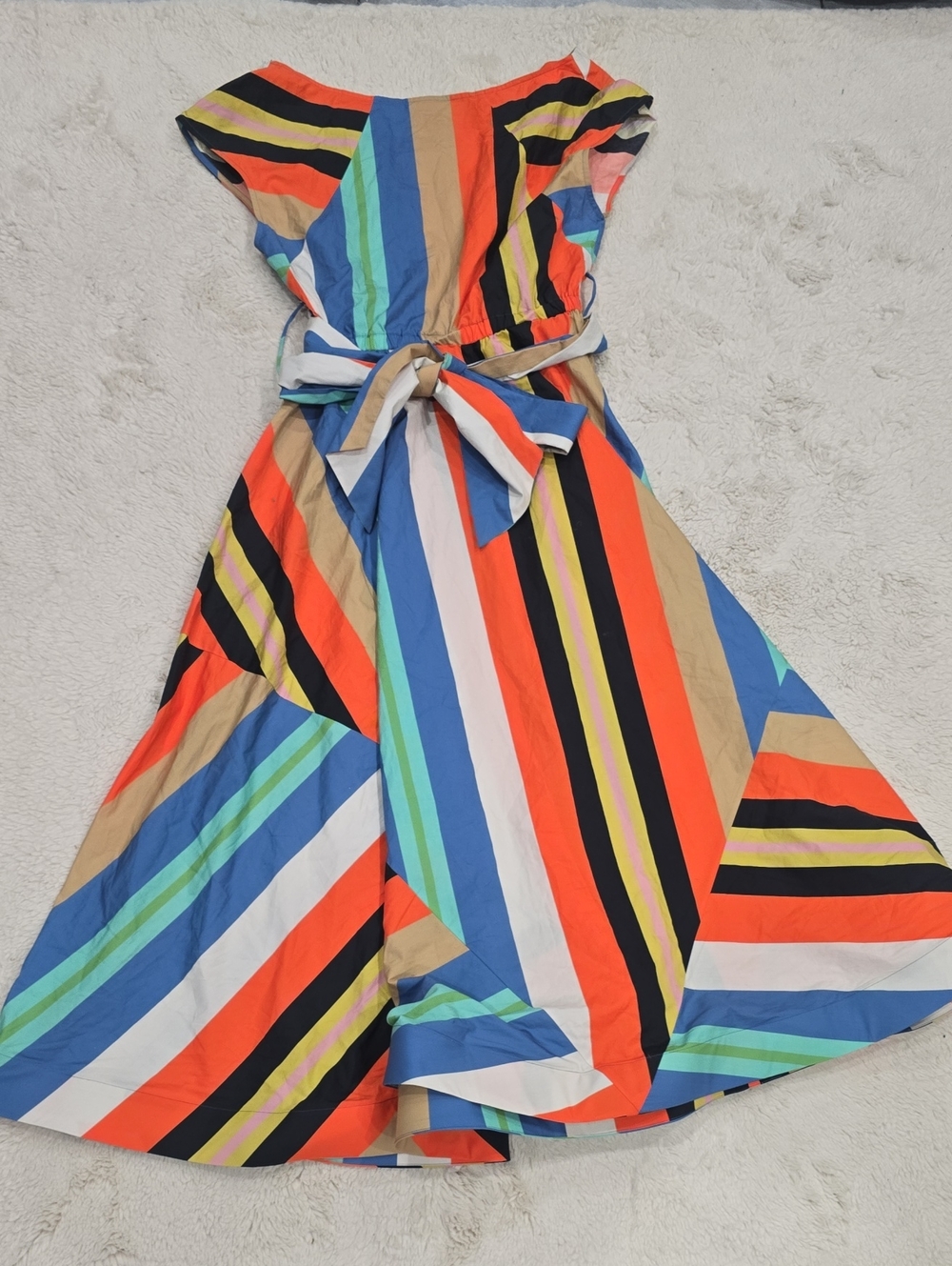 Colorblock Stripe Tie-Waist Women's Dress - Multicolor